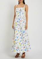 Alice + Olivia Polly Floral Linen-blend Midi Dress Multicoloured