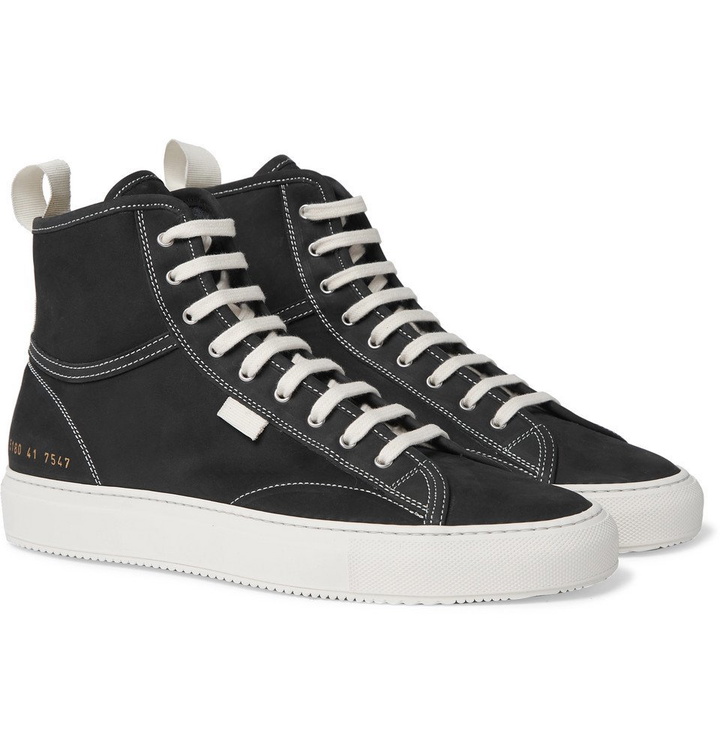 Photo: Common Projects - Tournament Nubuck High-Top Sneakers - Black