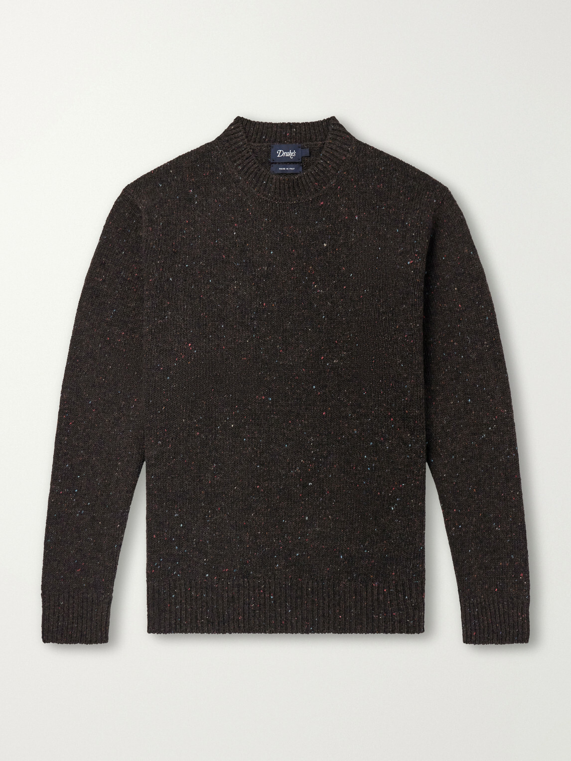 Drake's - Donegal Mélange Wool, Cashmere and Silk-Blend Sweater - Brown