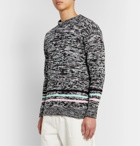 Loewe - Striped Mélange Cotton-Blend Sweater - Black