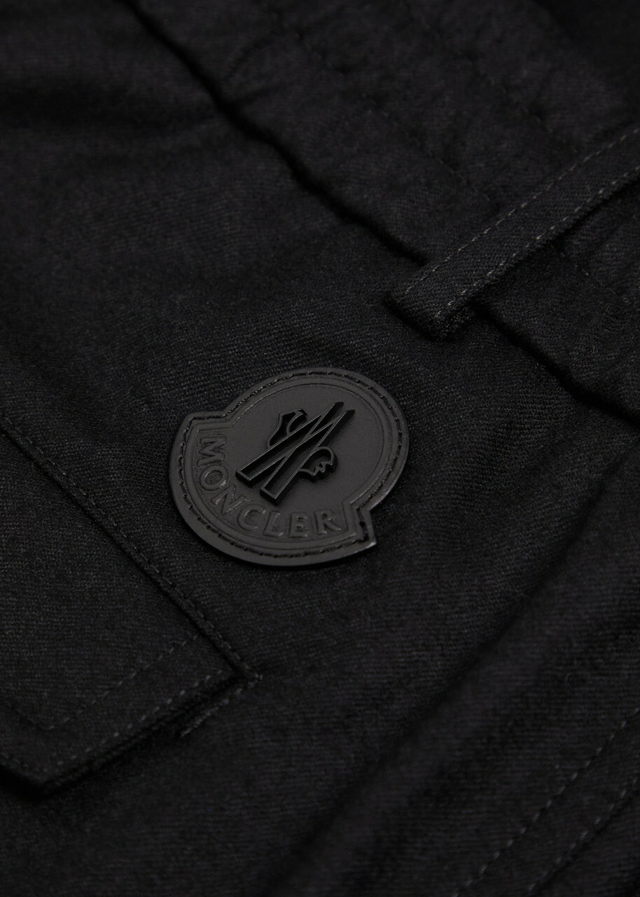 Moncler Wide-leg Wool Trousers Black