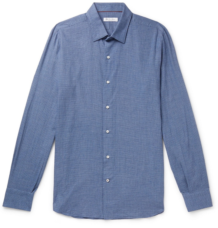 Photo: Loro Piana - Slim-Fit Puppytooth Cotton and Virgin Wool-Blend Shirt - Blue