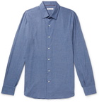 Loro Piana - Slim-Fit Puppytooth Cotton and Virgin Wool-Blend Shirt - Blue