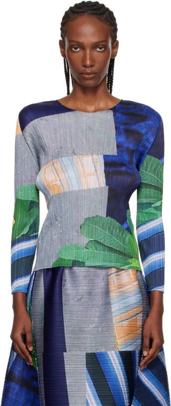 Photo: PLEATS PLEASE ISSEY MIYAKE Gray & Navy City Collage T-shirt