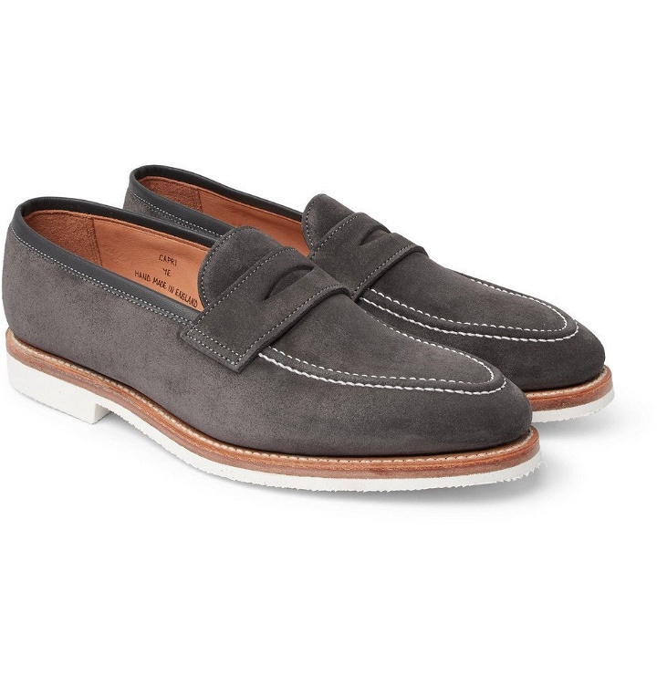 Photo: George Cleverley - Capri Suede Penny Loafers - Men - Gray