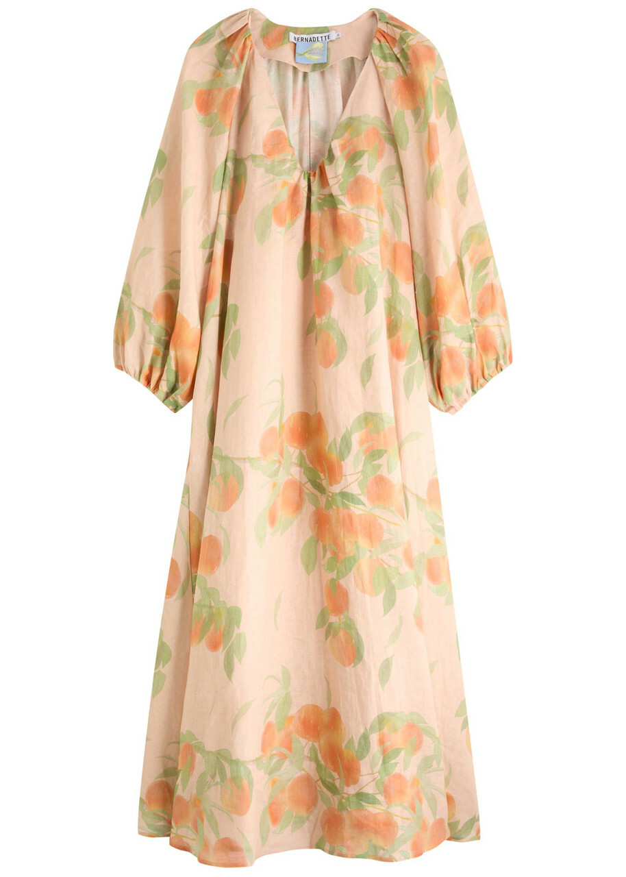 Bernadette Georgette Printed Linen Midi Dress Multi Print