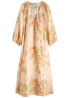 Bernadette Georgette Printed Linen Midi Dress Multi Print