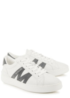 Moncler Monaco Leather Sneakers, Sneakers, White, Grained Leather