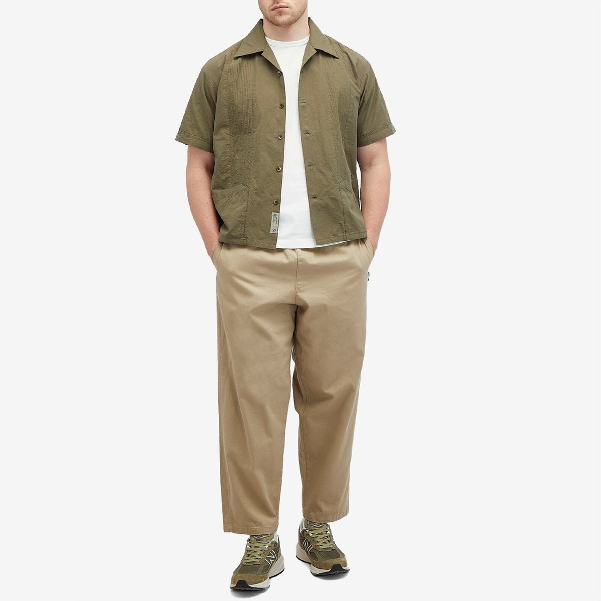 Neighborhood Men's Guayabera Vacation Shirt in Olive Drab Neighborhood