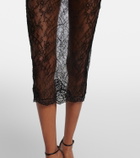Valentino Floral sheer lace midi skirt