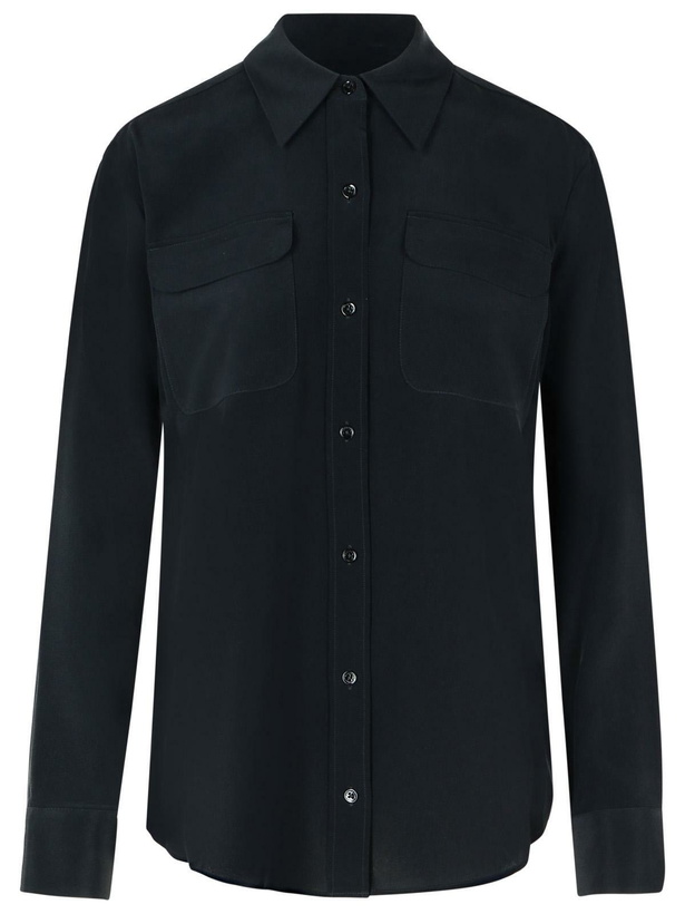 Photo: Equipment Black Silk Shirt