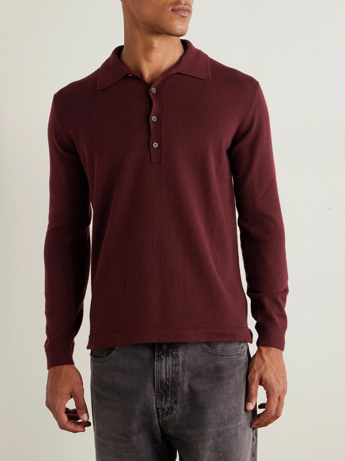 PIACENZA 1733 - Slim-Fit Cashmere Polo Shirt - Burgundy