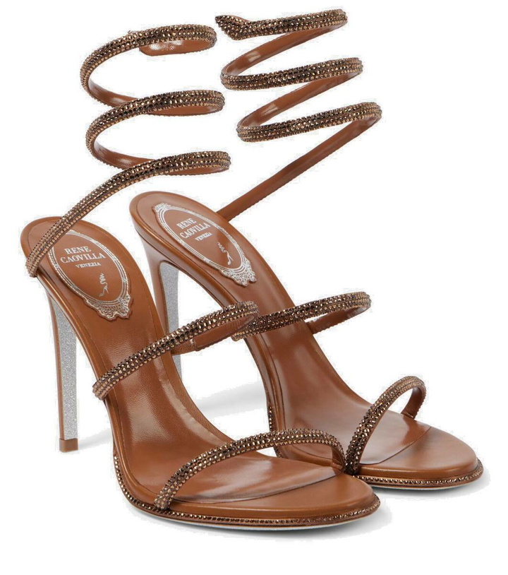 Photo: Rene Caovilla Cleo 105 embellished satin and leather sandals