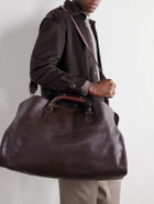 Bennett Winch - S.C. Holdall Convertible Full-Grain Leather and Cotton-Twill Weekend Bag - Brown