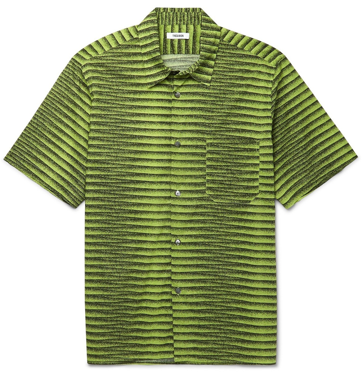 Photo: Très Bien - Striped Cotton-Poplin Shirt - Green