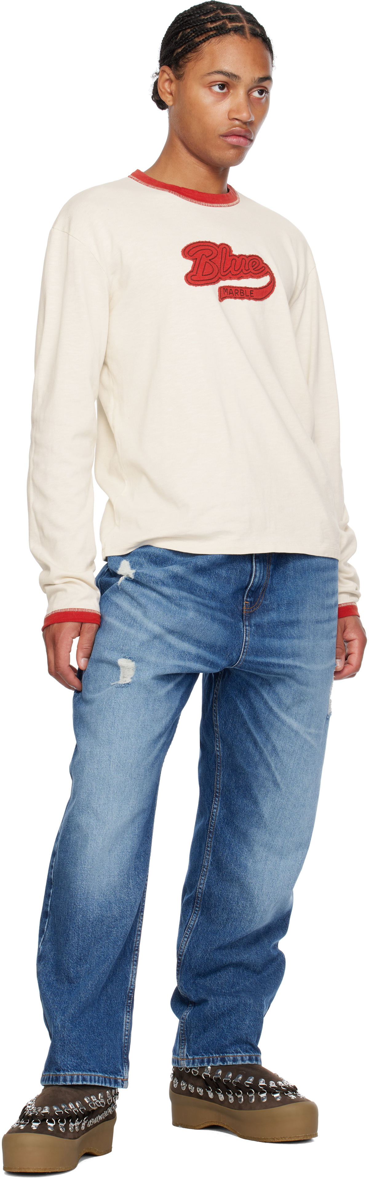 BLUEMARBLE Off-White Cotton Flame T-shirt