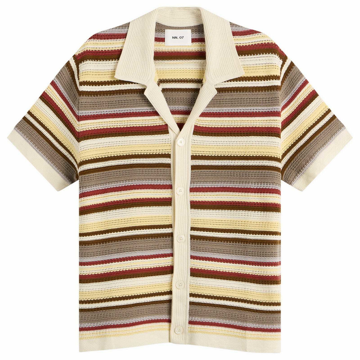 NN07 Men's Lars Stripe Polo Cardigan in Ivory