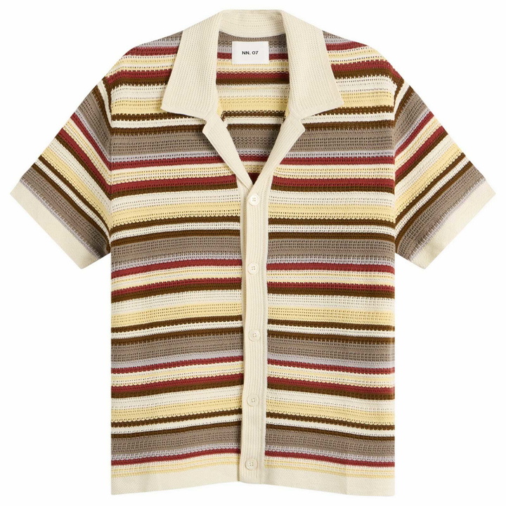 Photo: NN07 Men's Lars Stripe Polo Cardigan in Ivory