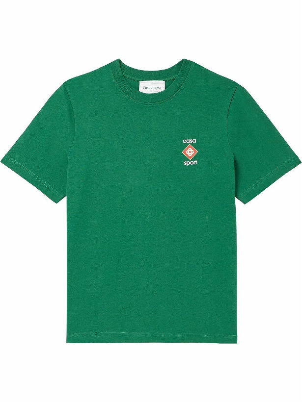 Photo: Casablanca - Casa Sport Printed Organic Cotton-Jersey T-Shirt - Green