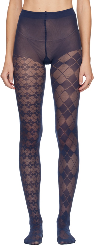 Photo: Thom Browne Navy Funmix Argyle Sheer Tights