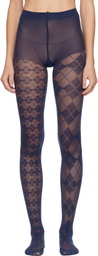 Thom Browne Navy Funmix Argyle Sheer Tights