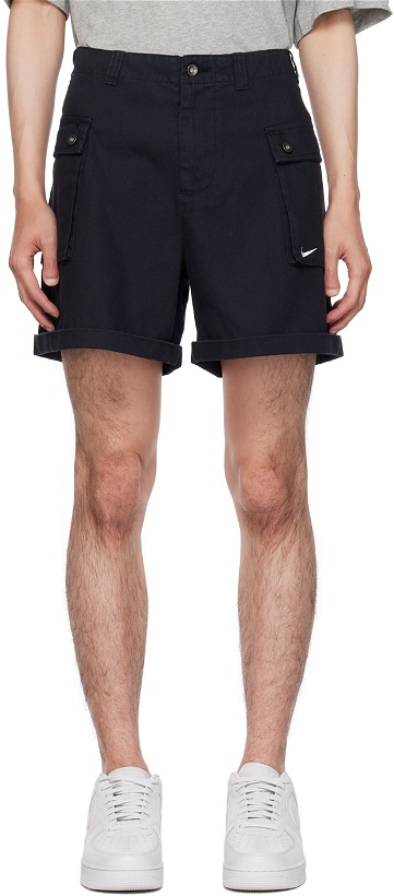 Photo: Nike Black Embroidered Cargo Shorts