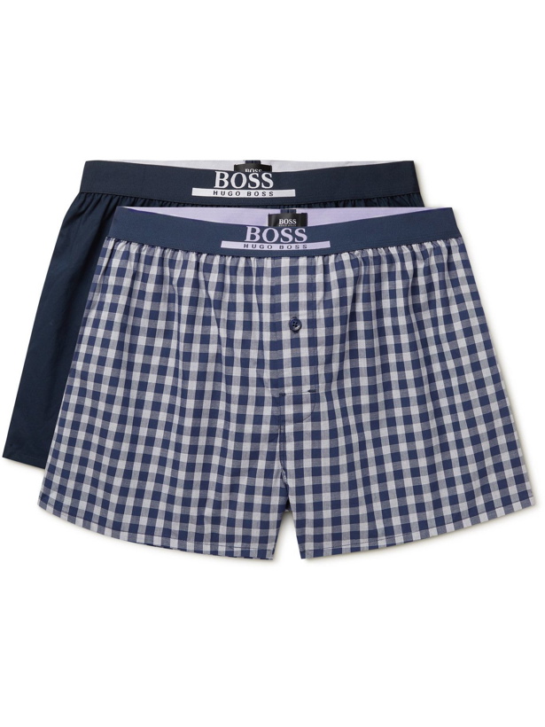Photo: HUGO BOSS - Two-Pack Cotton Boxer Shorts - Blue