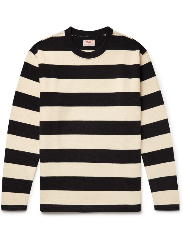 Photo: THE REAL MCCOY'S - Buco Striped Cotton-Jersey T-Shirt - Black