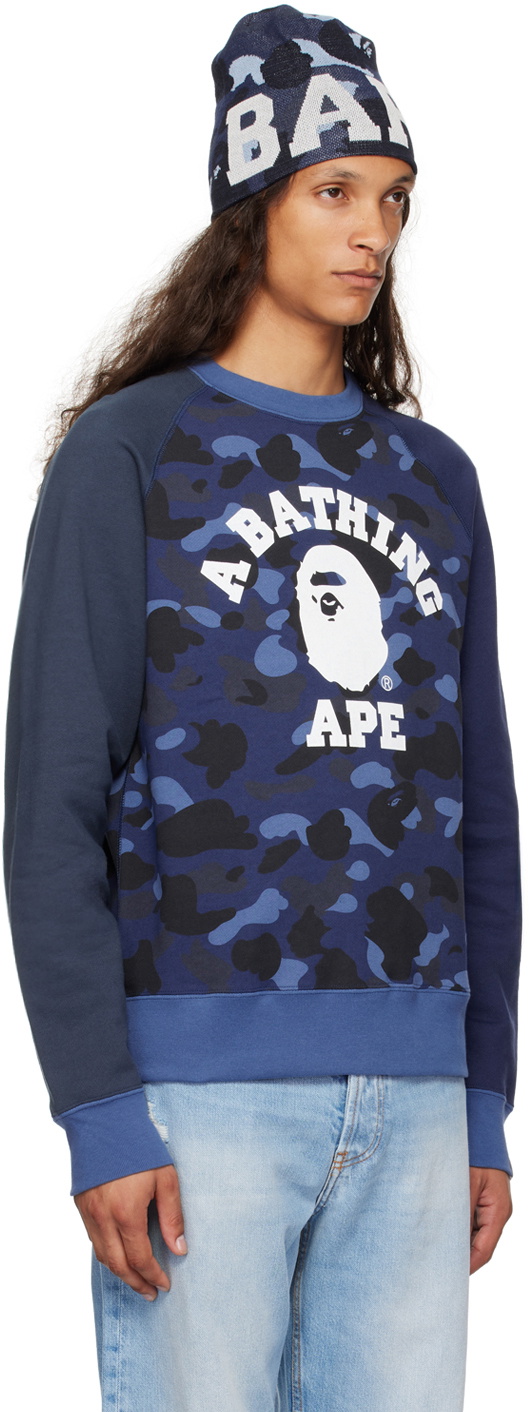 BAPE Navy Color Camo College Sweatshirt A Bathing Ape