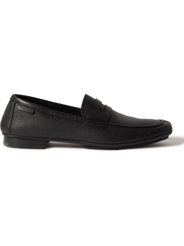 Photo: TOM FORD - Berrick Pebble-Grain Leather Penny Loafers - Black