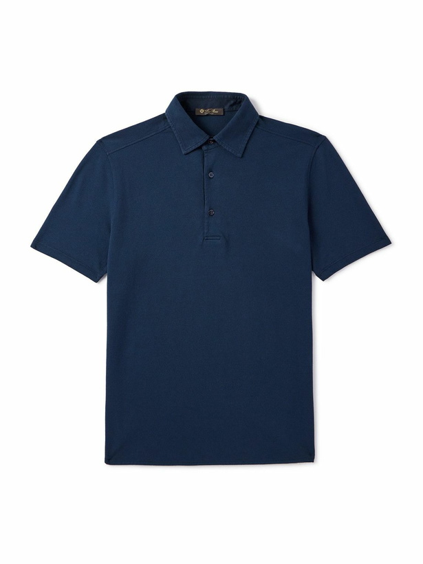 Photo: Loro Piana - Garment-Dyed Cotton-Piqué Polo Shirt - Blue