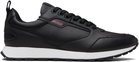 Hugo Black Grained Faux-Leather Sneakers