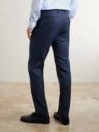 Canali - Travel Straight-Leg Wool, Silk and Linen-Blend Suit Trousers - Blue