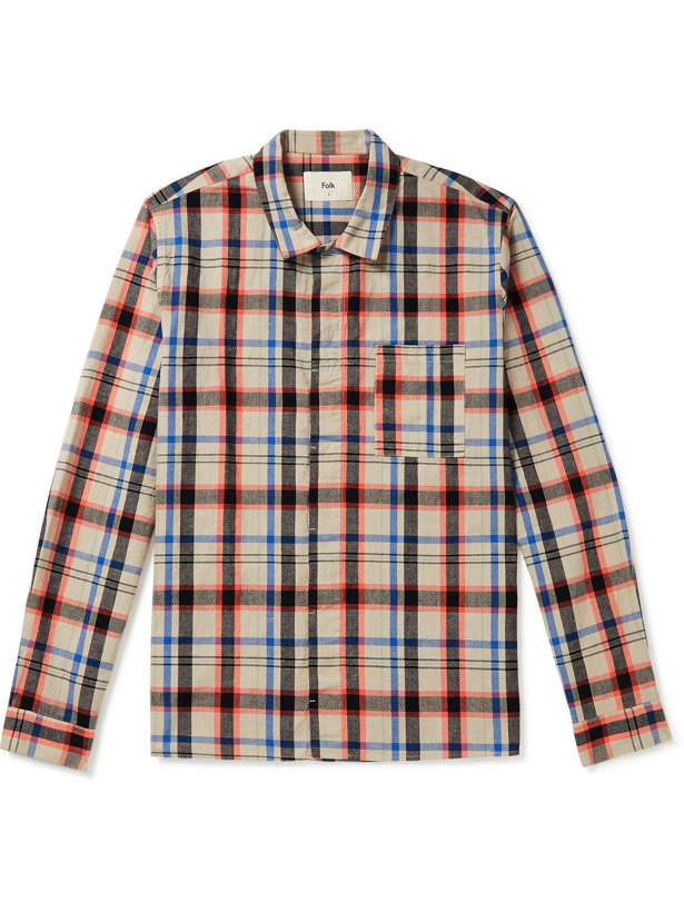 Photo: Folk - Checked Cotton and Linen-Blend Shirt - Multi