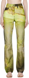 Serapis Green Printed Jeans