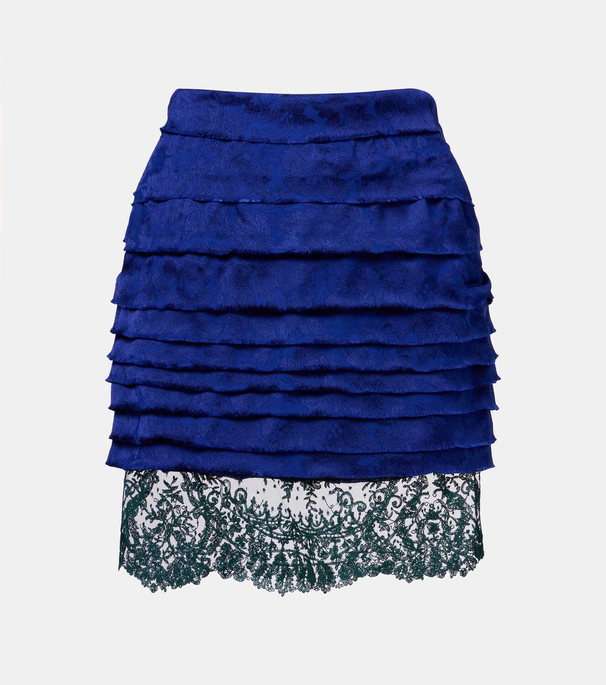 【関税&送料込み】Saint Laurent Skirt Saint Laurent Layered lace-trimmed jacquard miniskirt Saint