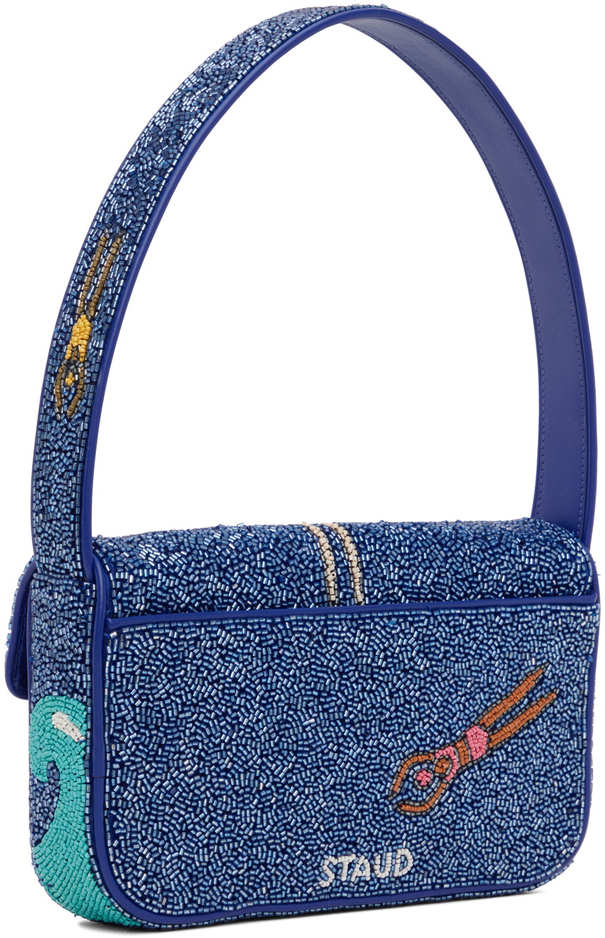 ショルダーバッグ・ポシェット Beaded Shoulder Bag - Staud - Synthetic - Blue Staud Blue Tommy Beaded Bag Staud