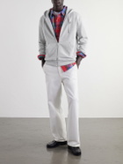 AMI PARIS - Logo-Embroidered Cotton-Jersey Zip-Up Hoodie - Gray