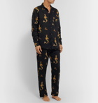 Desmond & Dempsey - Printed Cotton Pyjama Trousers - Black