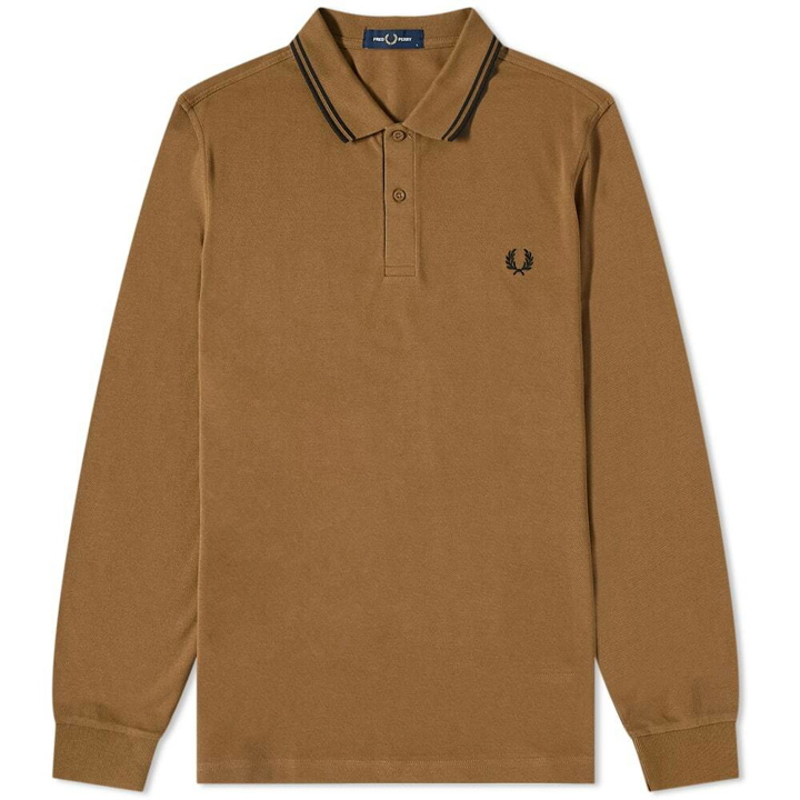 Photo: Fred Perry Authentic Men's Long Sleeve Twin Tipped Polo Shirt in Shaded Stone