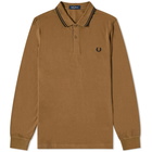 Fred Perry Authentic Men's Long Sleeve Twin Tipped Polo Shirt in Shaded Stone