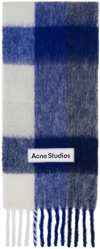 Photo: Acne Studios Blue & White Checked Scarf