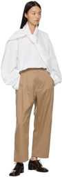 Hed Mayner White Scarf Collar Shirt