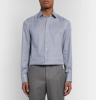 TOM FORD - Blue Slim-Fit Cutaway-Collar Puppytooth Cotton Shirt - Blue