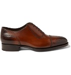 TOM FORD - Austin Cap-Toe Burnished-Leather Oxford Brogues - Brown