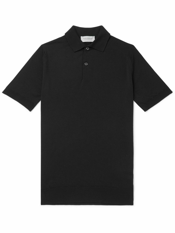 Photo: John Smedley - Payton Slim-Fit Wool Polo Shirt - Black