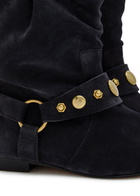 Isabel Marant étoile Stania Embellished Suede Mid-calf Boots Black