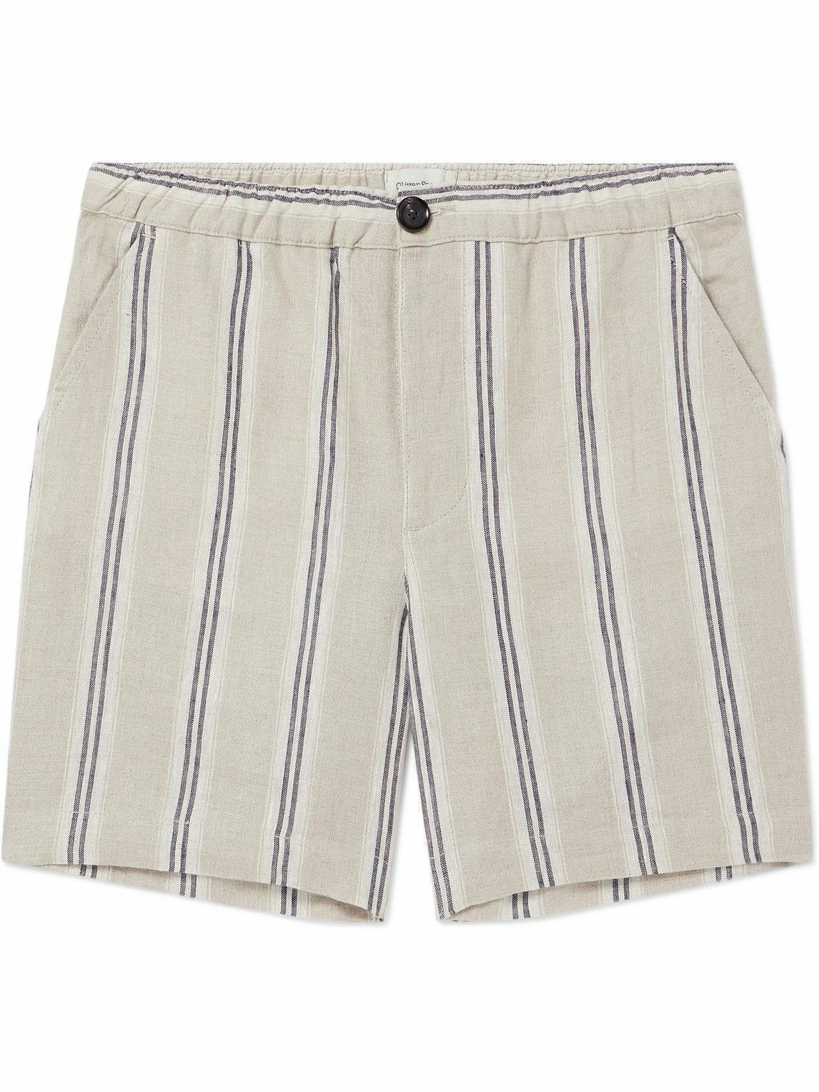 Oliver Spencer - Osborne Straight-Leg Striped Linen Shorts - Neutrals