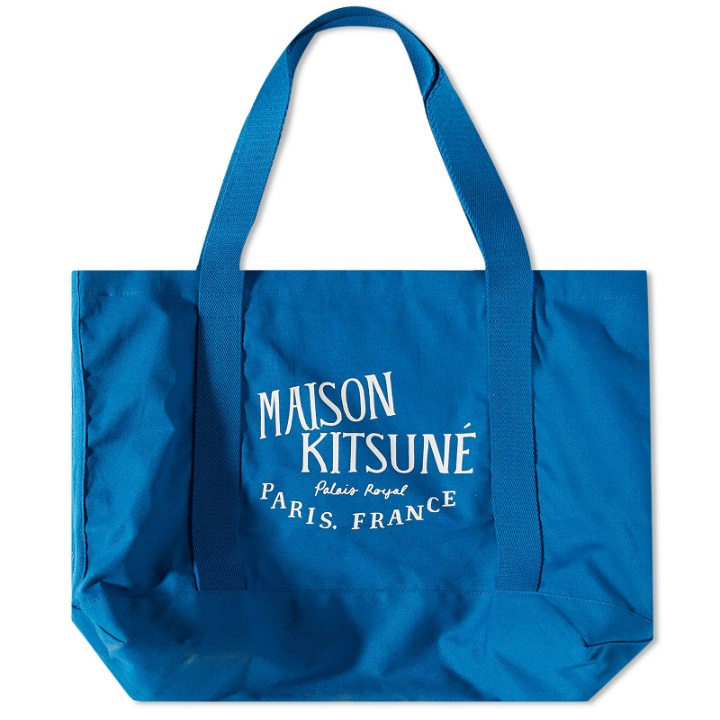 Photo: Maison Kitsuné Men's Palais Royal Shopping Bag in Sapphire