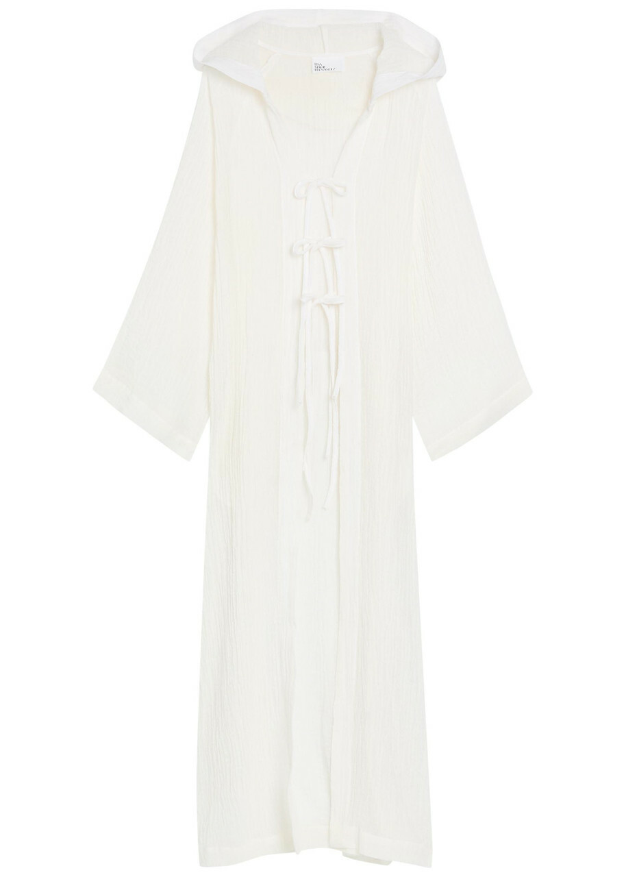 Lisa Marie Fernandez Hooded Linen-blend Beach Cover-up White
